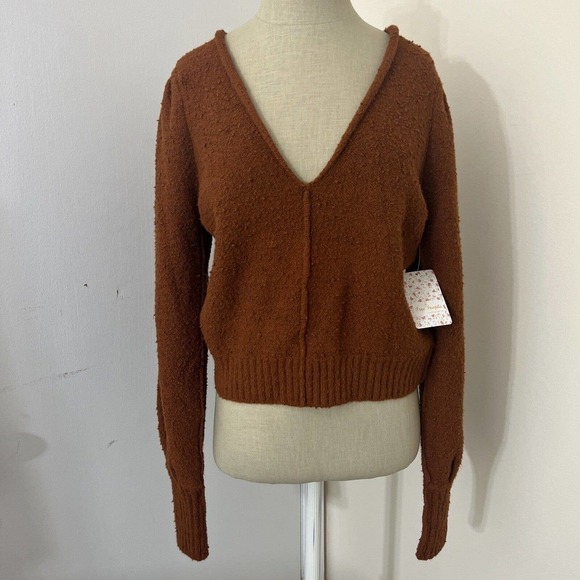 Free People Reverie Sweater Burnt Butter Balloon Sleeves Women’s Size XS NWT - Picture 2 of 6